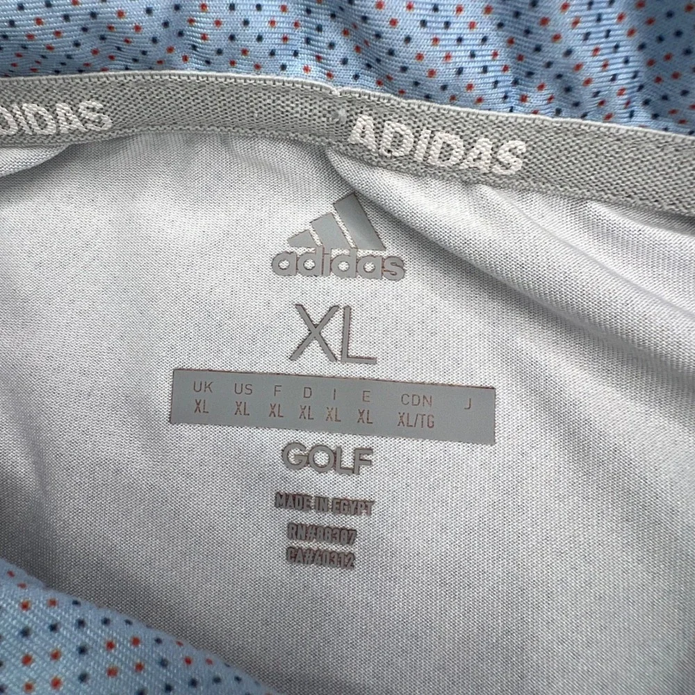 Adidas Golf Polo Shirt Mens XL Blue Micro Dot Stretch‎ Performance Short Sleeve